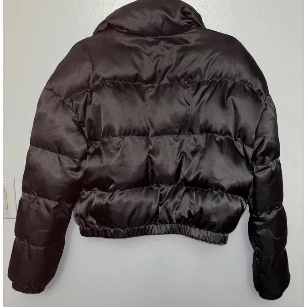 SHEIN Women's Black Puffer Zip-Up Crop Jacket SZ Large - Picture 3 of 5